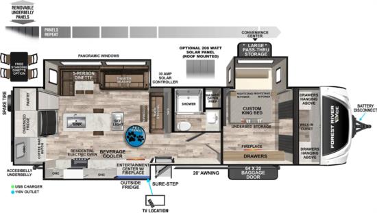 Floor Plan for Vibe Travel Trailer
